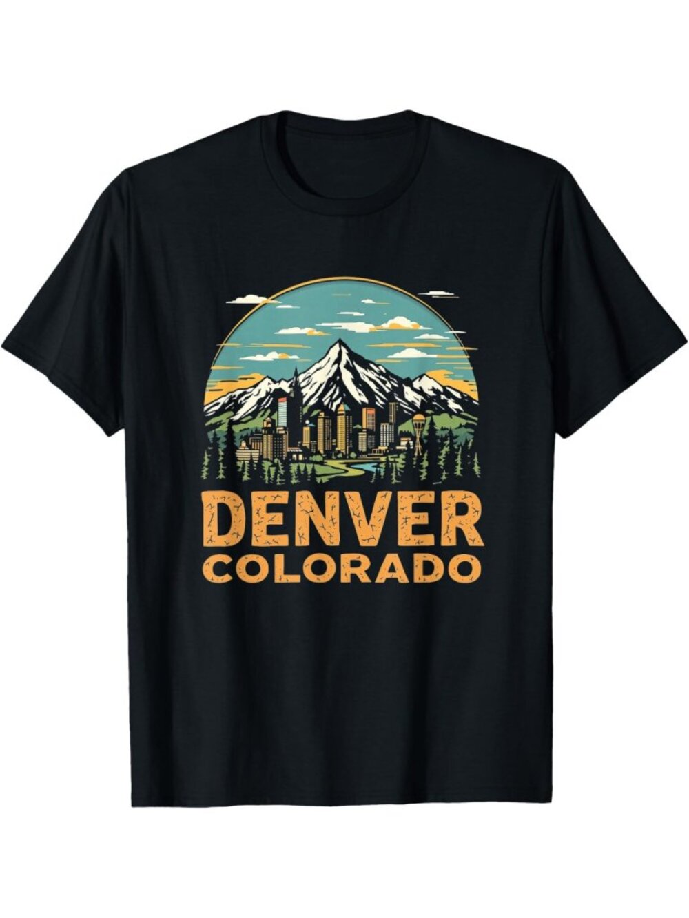 Retro Vintage Denver Sunset Skyline Cityscape Graphic Tee - Perfect for